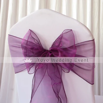 

purple crystal organza sash,chair cover bow,chair cover ribbon