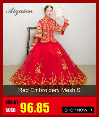 2019 Красный невесты китайский свадебное платье с вышивкой Феникс Ципао платье традиционный халат Ципао Longue Orientale Стиль платья