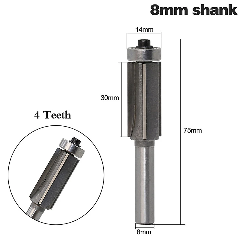 

1PC 8mm" Shank high quality Woodworking Milling Cutter Trimming Knife Edge Trimmer 4 Teeth Wood Router Bit
