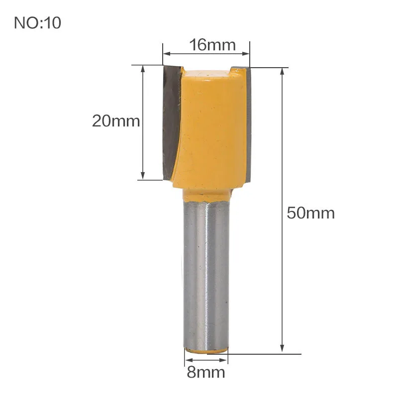 13 шт. 8 мм хвостовик древесины маршрутизатор бит прямой Концевая фреза триммер очистка заподлицо отделка угловая круглая бухта коробка биты инструменты фреза RC - Длина режущей кромки: No10
