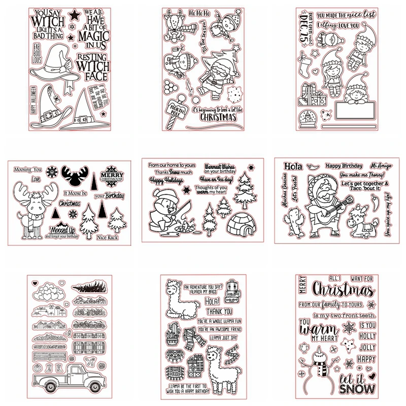 

4x6inch Christmas Transparent Clear Silicone Stamp Set for DIY Scrapbooking/Photo Album Card Making Decorative Clear Stamps