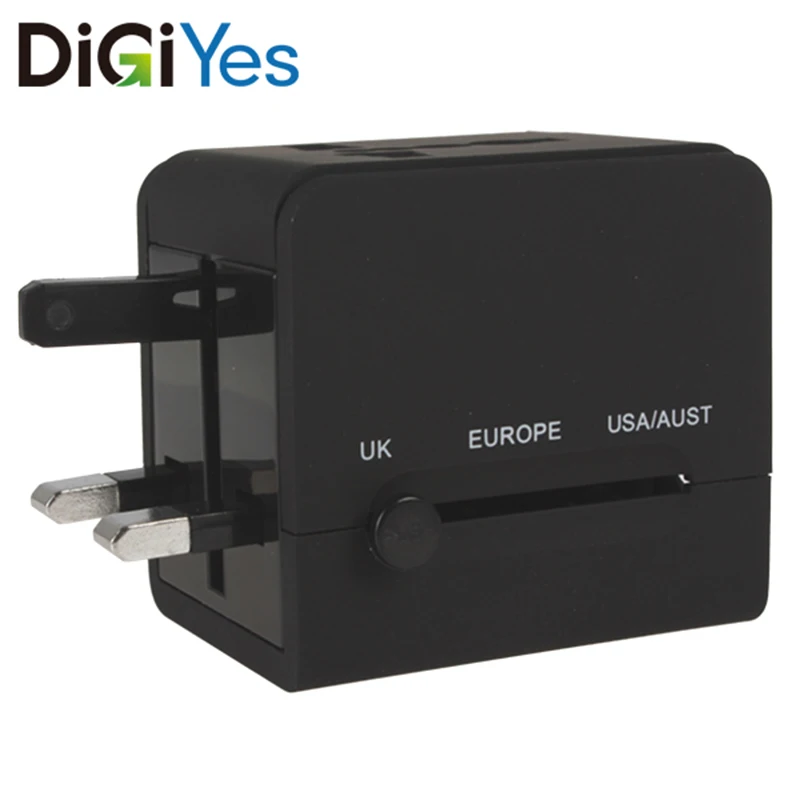 

Black 2 USB Port Sockets Power Plug Charger Adapter Fast Wall Charger for World Travel Mobile Phone iPad