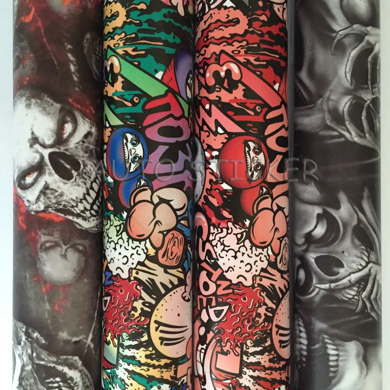 skull design cartoon sticker bomb car wraps 3