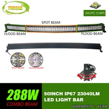 Фотография 288W 50inch  Curved CREE  LED Work Light Bar Spot Flood Combo Beam 10V-30V SUV ATV 4x4  Truck 4WD Offroad Light Bar 23040LM