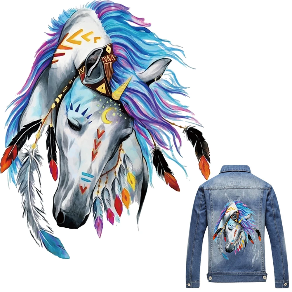 

New DIY Printing Horse Patches T-shirt Press Heat Transfer Sticker A-level Washable Iron On Appliques For T-shirt Dresses Decora