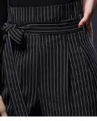 Женские брюки, высокая талия, широкие брюки, модные брюки для латинских танцев, 3 цвета, для латинских танцев, сальсы, Танго, румбы, Фламенго, бальных танцев - Цвет: Dark gray stripes