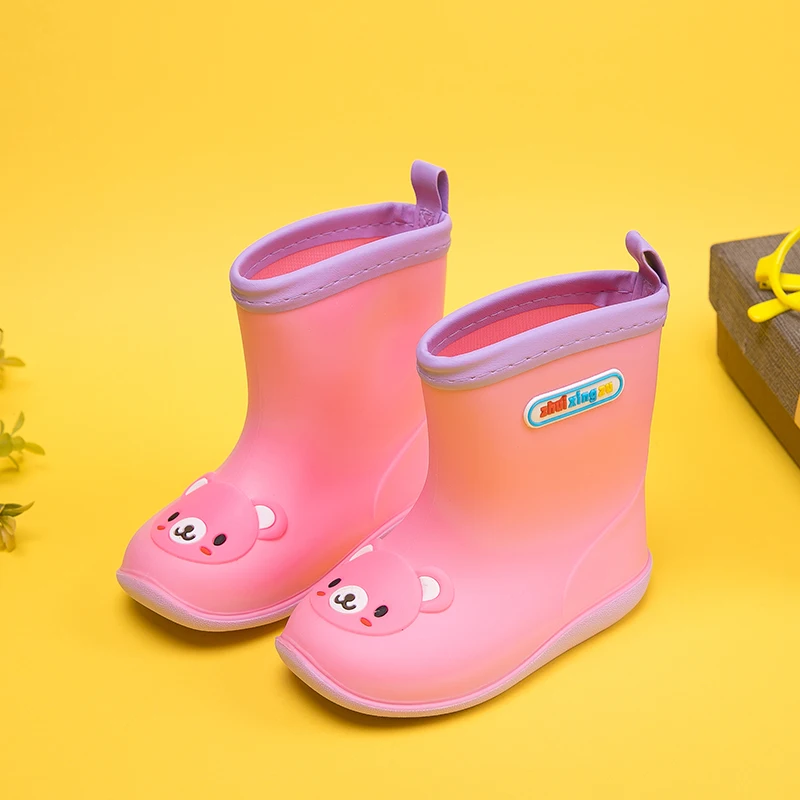 Gamlon/детские непромокаемые сапоги; Новинка года; детские ботинки для мальчиков; нескользящая детская бархатная водонепроницаемая обувь для маленьких девочек 1-7 лет - Цвет: Фиолетовый