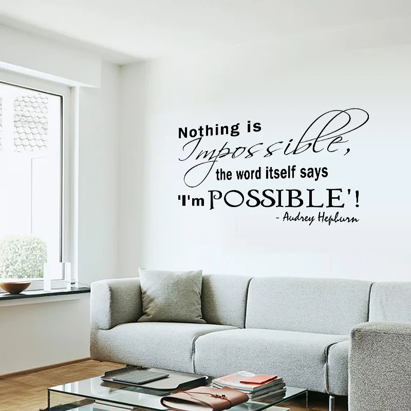 nothing is impossible word on pictures wall stickers for study room