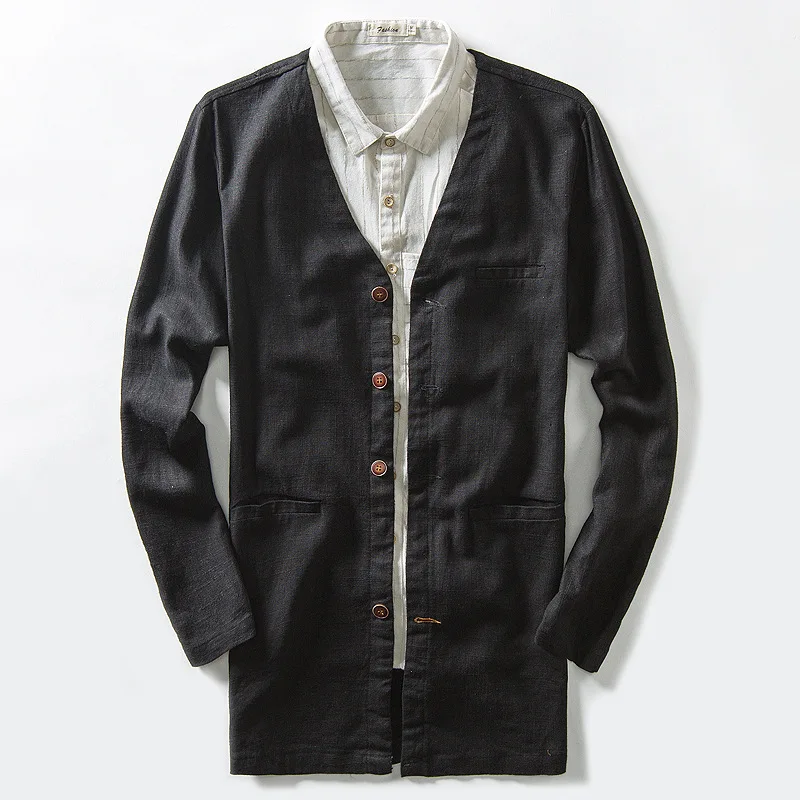 Spring Fashion Male's Linen Jackets Slim Fit Casual Outwear Long Sleeve