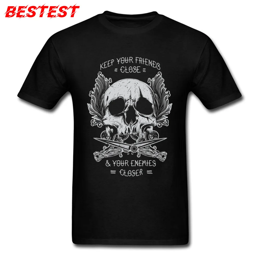 Keep your friends close distressed Cool Tshirts for Men Cotton Labor Day Tops & Tees Tee-Shirts Short Sleeve Popular Crewneck Keep your friends close distressed black