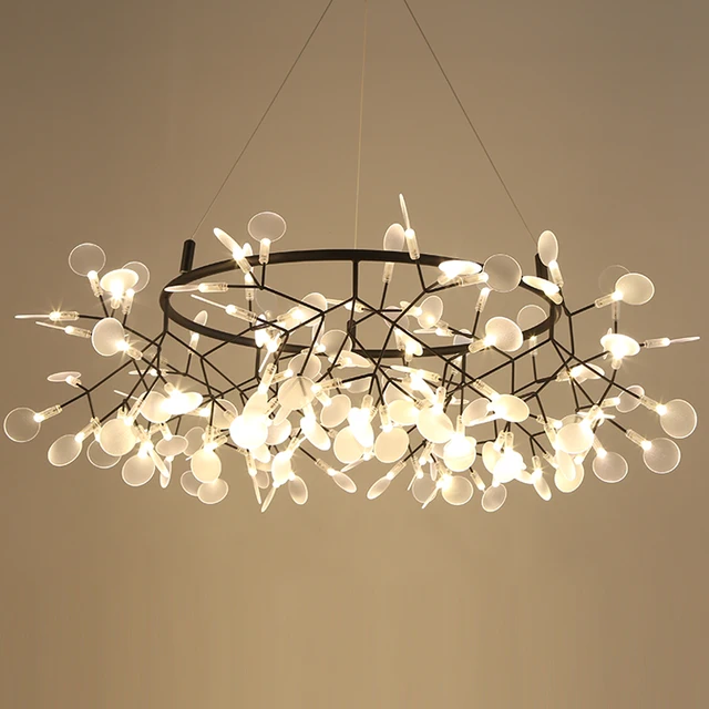 Modern Led Lamp Firefly Tree Branch Leaf Pendant Light Round Flower Modern Led Lamp Firefly Tree Branch Leaf Pendant Light Round Flower Suspension Lamps Art Bar Restaurant Home Lighting Al127b