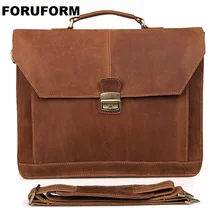 Винтажный кожаный мужской портфель Crazy Horse, сумка для ноутбука, деловая сумка, портфель из натуральной кожи, мужская сумка через плечо, LI-660