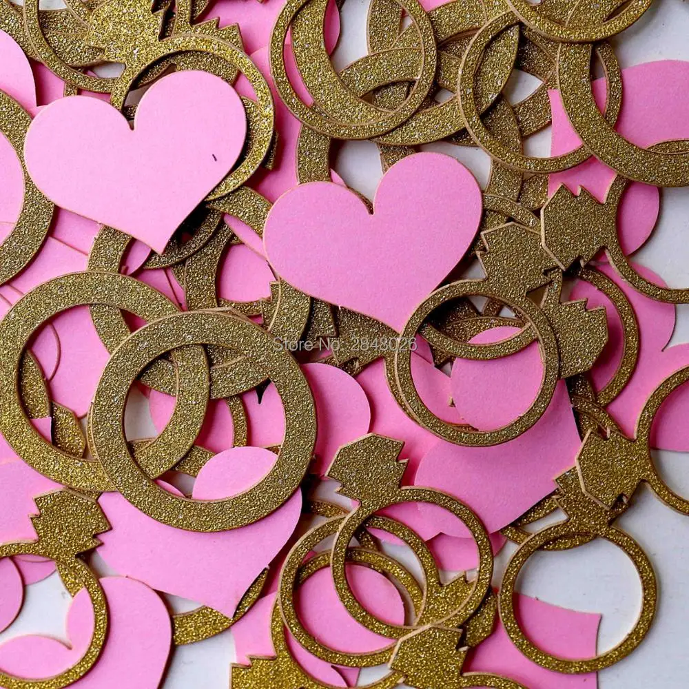 Bridal Shower Ring & Heart Confetti, Engagement Party Decoration
