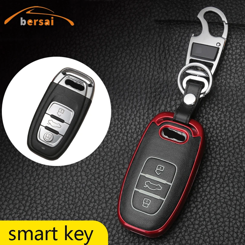 Жесткий кожаный чехол ключевую для автомобиля audi 3key Smart Key кожа ключ для A4L A6 Q3 Q5 Q7