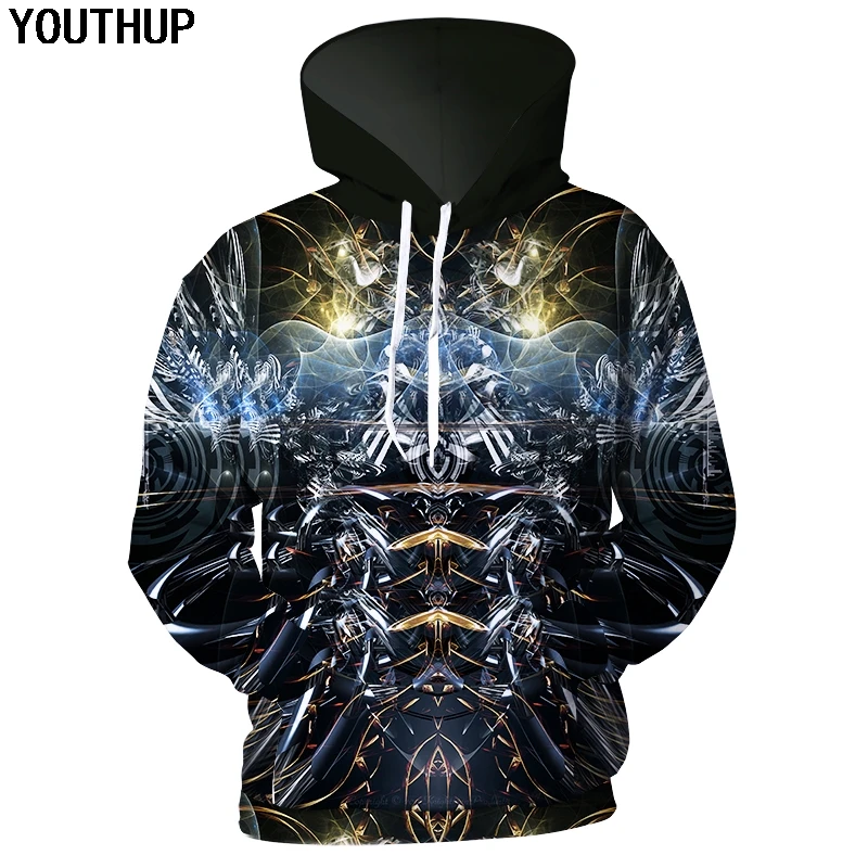 YOUTHUP New 3D Hoodies Men Print Mechanical Hooded Sweatshirts Men Tops ...