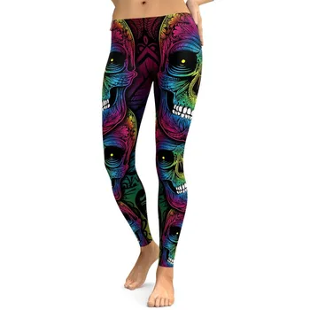 

Colorful Skull 3D Print Leggings Women Slim Sexy Fitness Leggings Elastic Causal Leggings Plus Size Leggins Mujer Women Pants