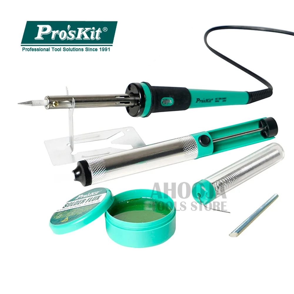 Pro'skit PK-916G 6 в 1 Электропаяльник набор паяльных инструментов набор с флюсом припой проволока всасывающее Оловянное устройство Подставка для утюга