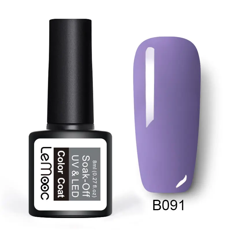 LEMOOC 8 мл фиолетовый Гель-лак для ногтей замачиваемый УФ/светодиодный гель для ногтей Полупостоянный Гель-лак для ногтей 24 Цвета - Цвет: B091