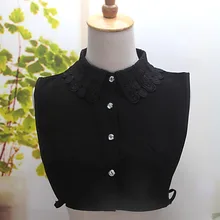 Женский свитер рубашка галстук хлопковое кружево, цветок органза вышивка, накладной воротник шифон горный Хрусталь съемный ложный воротник новые блузки