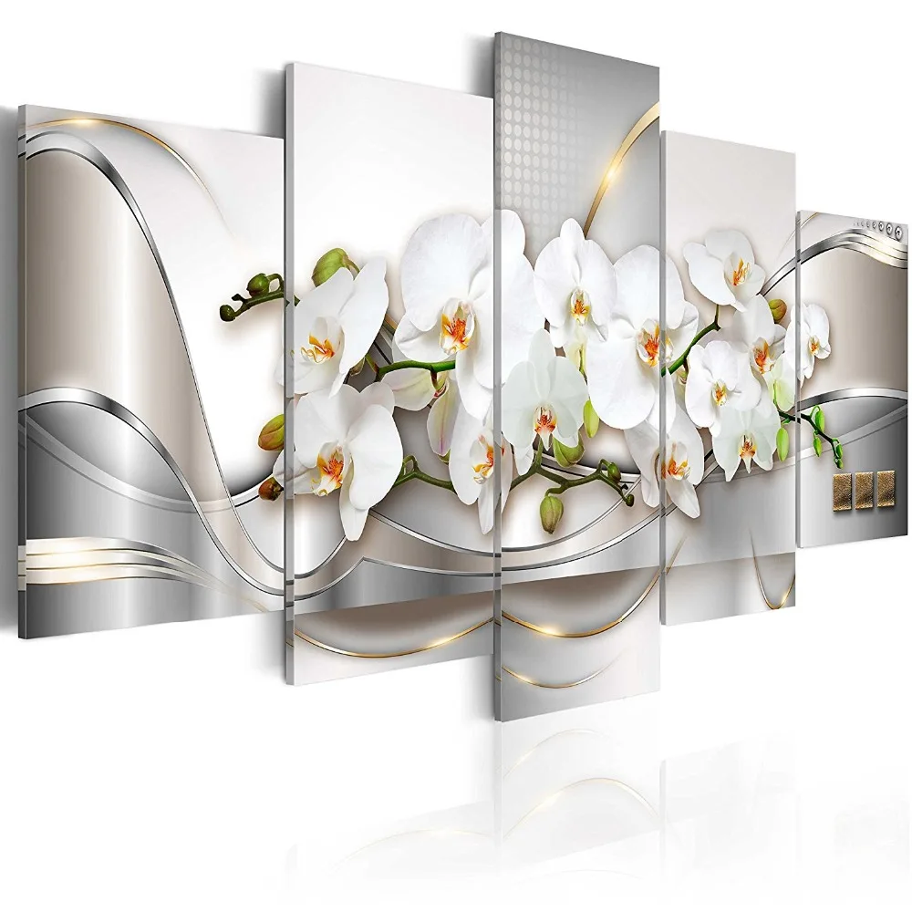 

Modular Painting Home Decor Living Room 5 Pieces Flowers Orchids Pictures Prints Elegant Magnolia Canvas Poster Wall Art Framed