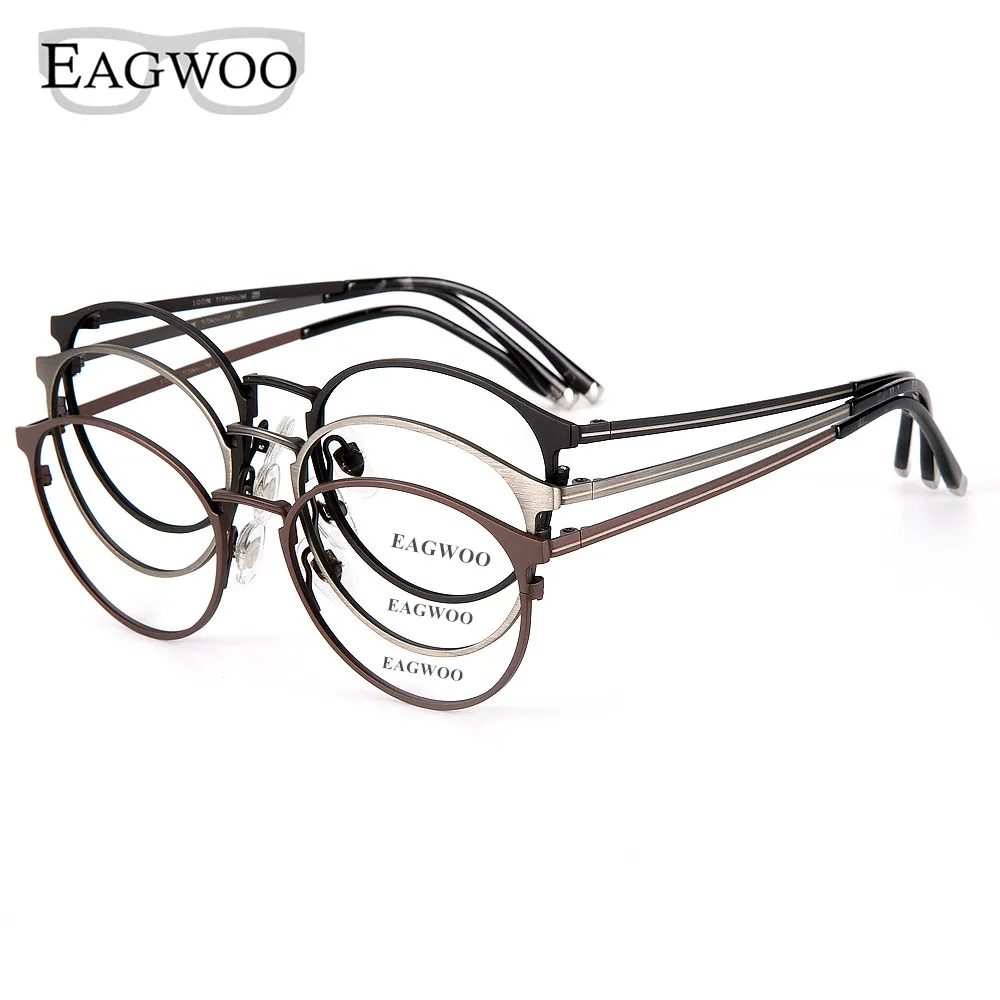 Eagwoo, титановые очки, металлическая оправа, оптическая круглая, Ретро стиль, оправа для задницы, очки по рецепту, мужские очки, очки, New15816