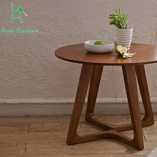 Скандинавская идея, модный круглый журнальный столик из твердой древесины белого дуба