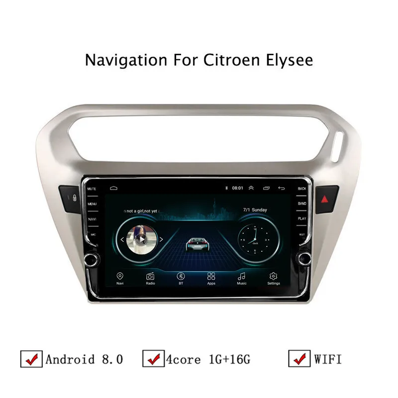 Sale NAVITOPIA 9inch Car Multimedia Player Andriod 8.1 GPS Navigation For Peugeot 301/Citroen Elysee Autoradio WiFi USB FM AM 1