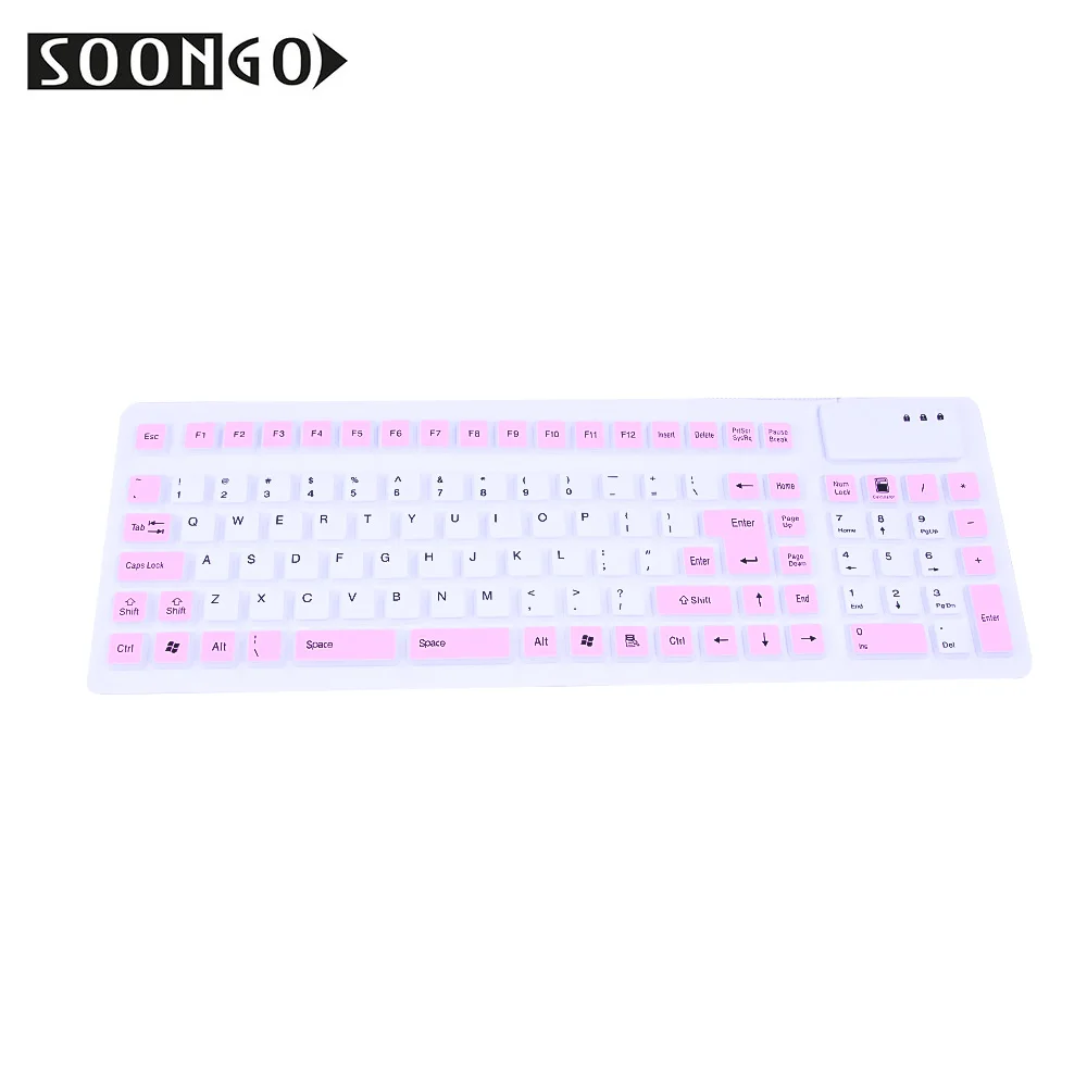 Flexible Slim Folding Silicone Soft Keyboard Roll-up Collapsible Wired USB Teclado Clavier Gamer Mini PC Tablet Laptop Portable