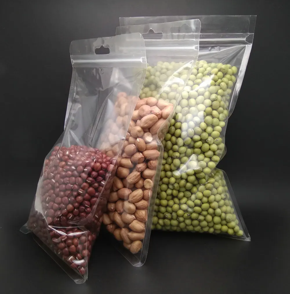 

50pcs Transparent Zip Lock Plastic Bags Zipper Sealing Zipped Resealable Poly Bag Reclosable Ziplock Clear Bag With Hang Hole