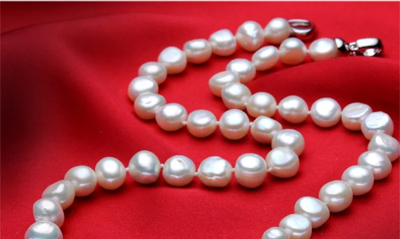 [NYMPH] Жемчужное Ювелирное Украшение, жемчужное ожерелье в стиле барокко, Настоящее Белое колье, 9-10 мм, Жемчужное ювелирное изделие для свадебной вечеринки для женщин X1225