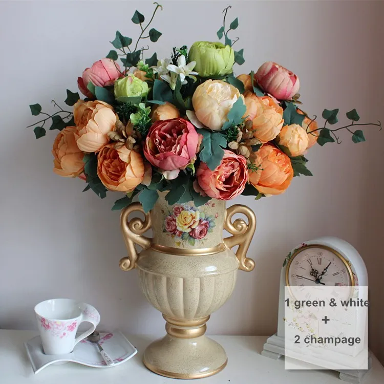 artificial silk flowers European 1 Bouquet Peony (15)