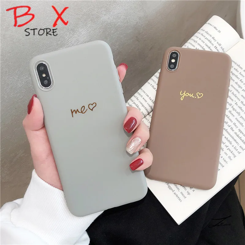 Simple Couple Letters Me and You for IPhone 6 7 8plus Xs Max / Xr Mobile Phone Case Iphone XR Hard iphone case logo |