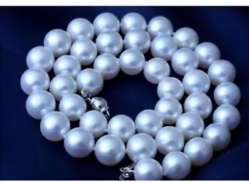 

Charming 10-11mm round white pearl necklace 18 inches 36"