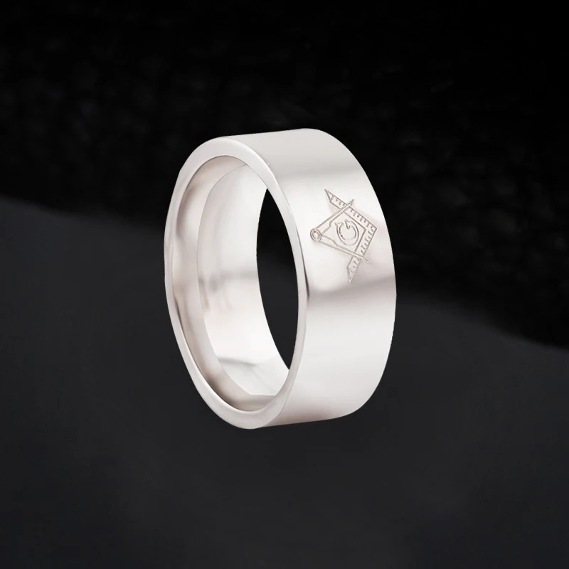 

QianBei Silver Masonic Mark Gothic 316L Stainless Steel Silver Ring Temple Masonic Knight Men Women Wedding Party Valentine Gift