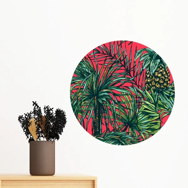 

Pineapple Plant Leaf Red Sky Removable Wall Sticker Art Decals Mural DIY Wallpaper for Room Decal