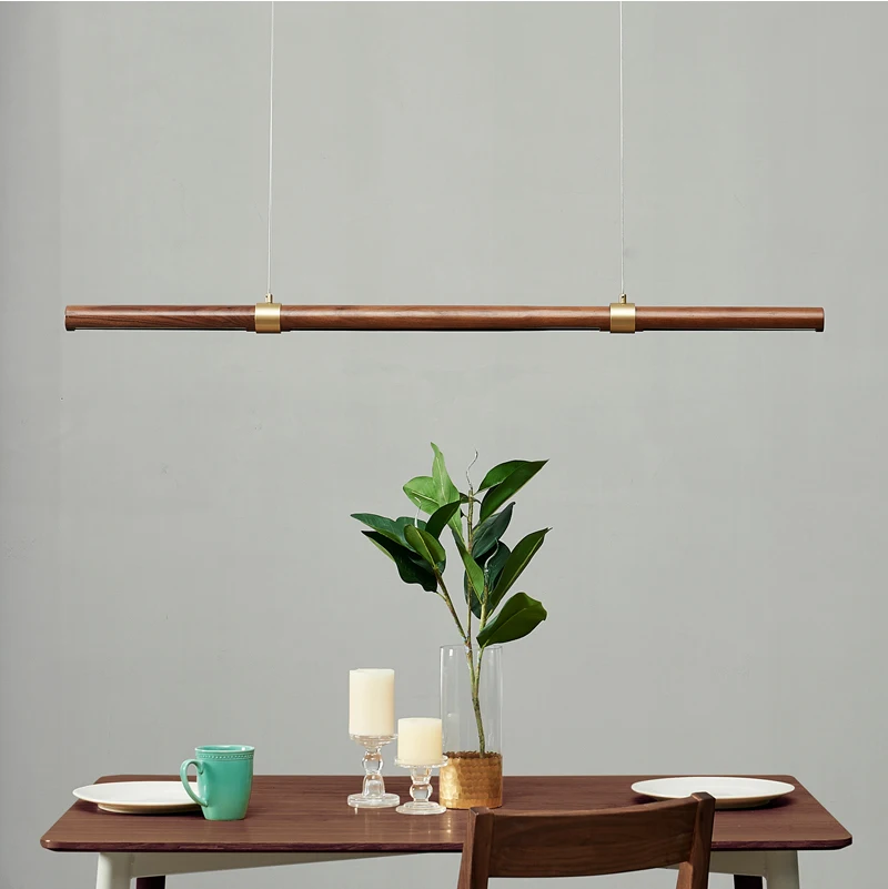 

Modern Simple Dinning Room Pendant Light Black Walnut Wooden Pendant Light Lustre Hanging Lamp