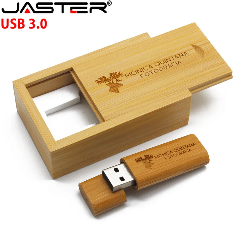 JASTER USB 3,0 заказной логотип лазерная гравировка деревянный USB флэш-накопитель карта памяти+ коробка флешки 4 ГБ/64 ГБ свадебные подарки