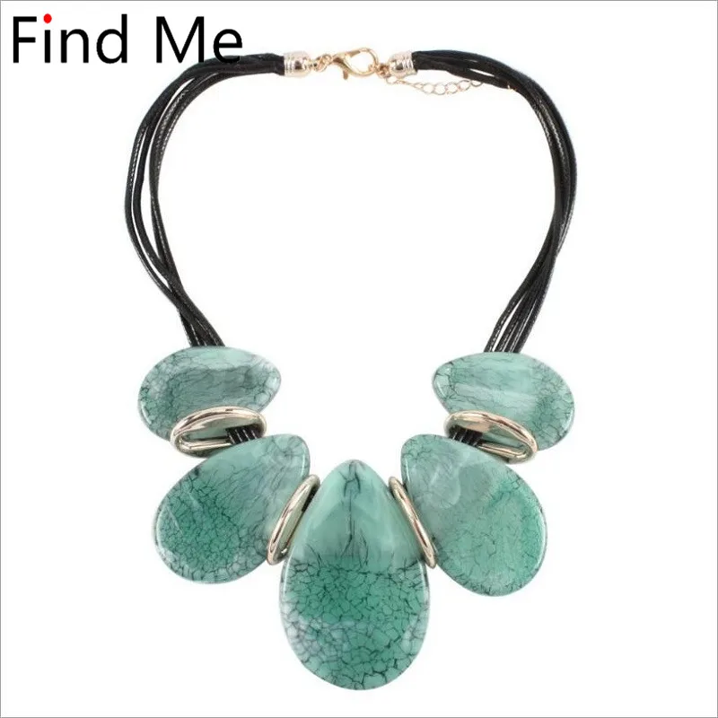 

Find Me 2019 multilayer acrylic Leather cord collar choker necklace vintage big bead statement necklace women Jewelry wholesale
