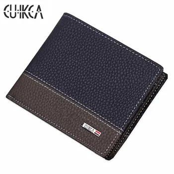 

CUIKCA New Slim Wallet Men Wallet Carteira Patchwork Nubuck Leather Zipper Coin Wallet Purse Men Billfold ID & Card Holders