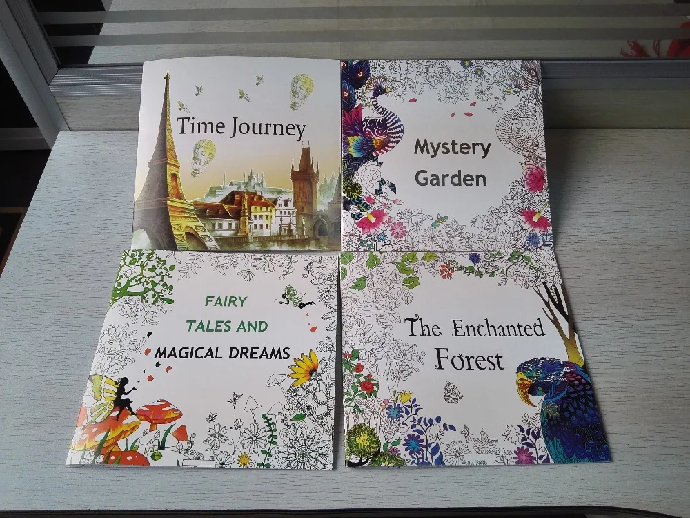 4PCS LOT English Edition Mystery Ganden The Enchanted Forest Time Journey Fairy Tales Coloring Book Secret Garden Style 24 Pages In Books From Office