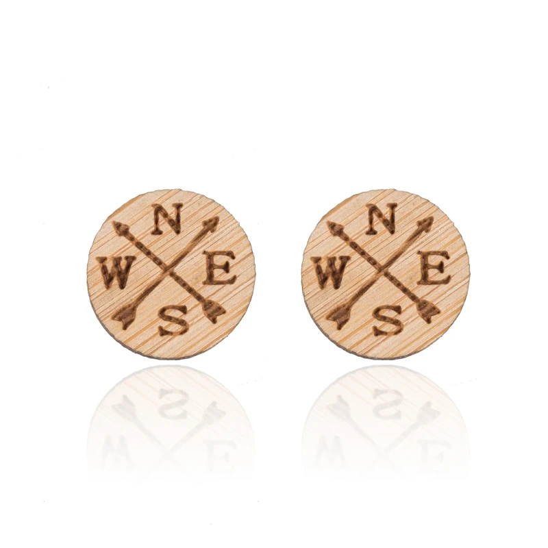 Wood Compass Earrings