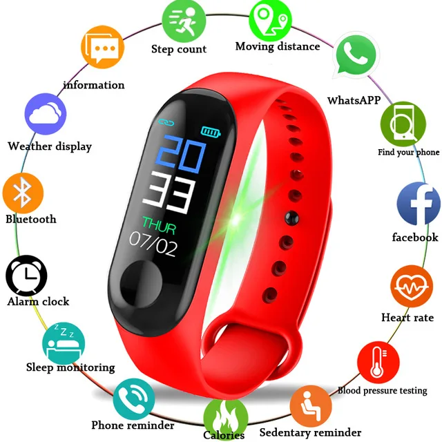 

M3plus Smart Wristband 0.96" Color Screen Waterproof Bluetooth Smart Bracelet Heart Rate Monitor Sport Watch Fitness Tracker
