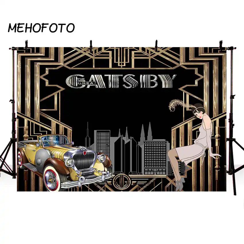 Mehofoto Le Magnifique Gatsby Toile De Fond Anniversaire Theme Fete Decoration 80s 90s Retro Banniere Photographie Fond Pour Studio Photo Aliexpress