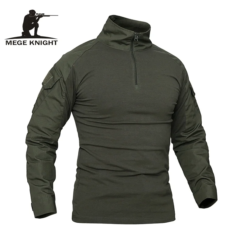 

MEGE US Men's Military Army Camouflage Tactical T Shirt Dropshipping Cargo Airsoft Combat Shirt with Elbow Pads Plus Size 4XL