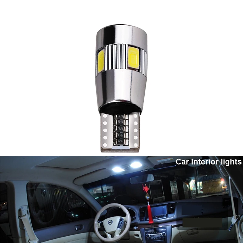 2x T10 W5W Автомобильный светодиодный сигнальная лампа CANBUS интерьер светильник 12В Супер яркий автоматический поворот на танкетке магистральному номерной знак Чемодан лампа 6SMD
