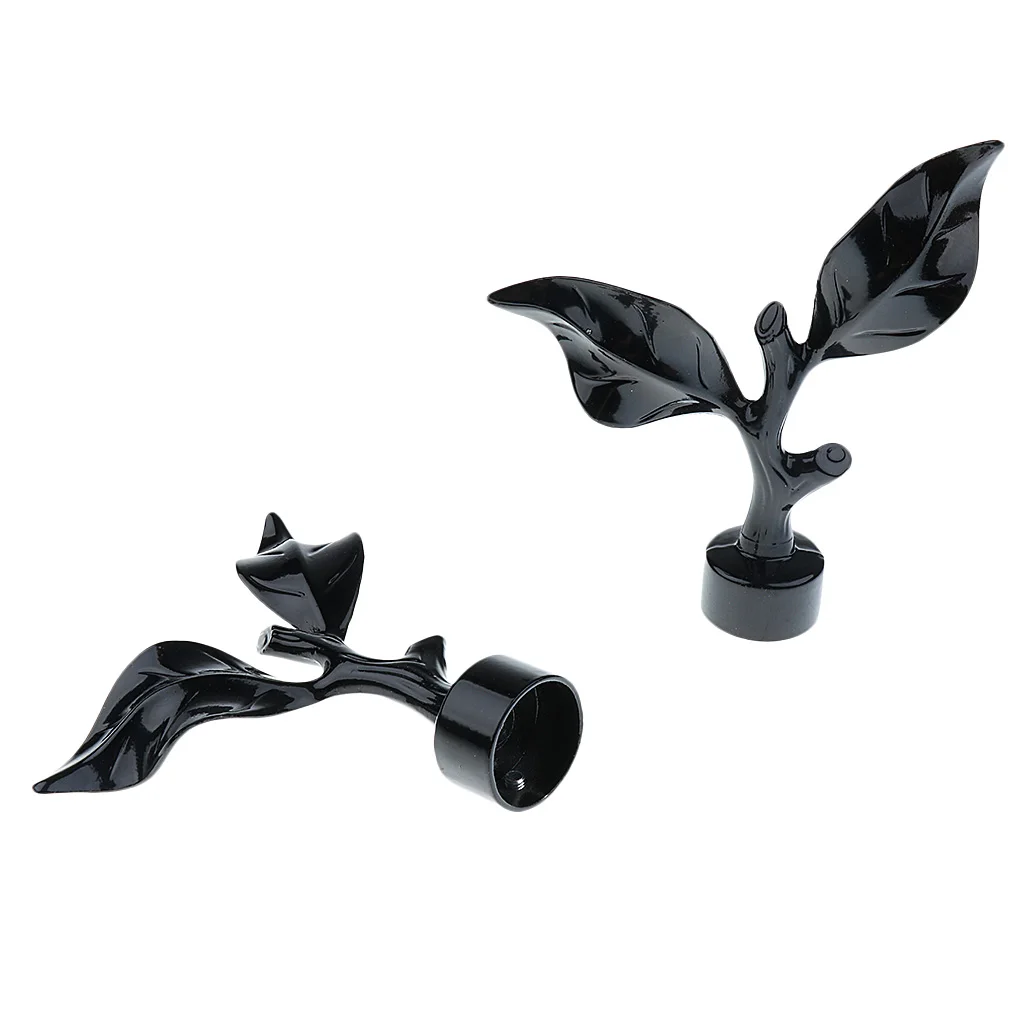 4PCS 28m Curtain Panel Rod End Cap Finial Head For Home Window Decor Black