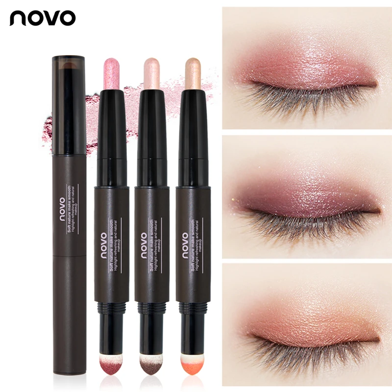 Novo Brand Eye Makeup 3D Eyeshadow Pencil Matte Shimmer Stick+ Powder