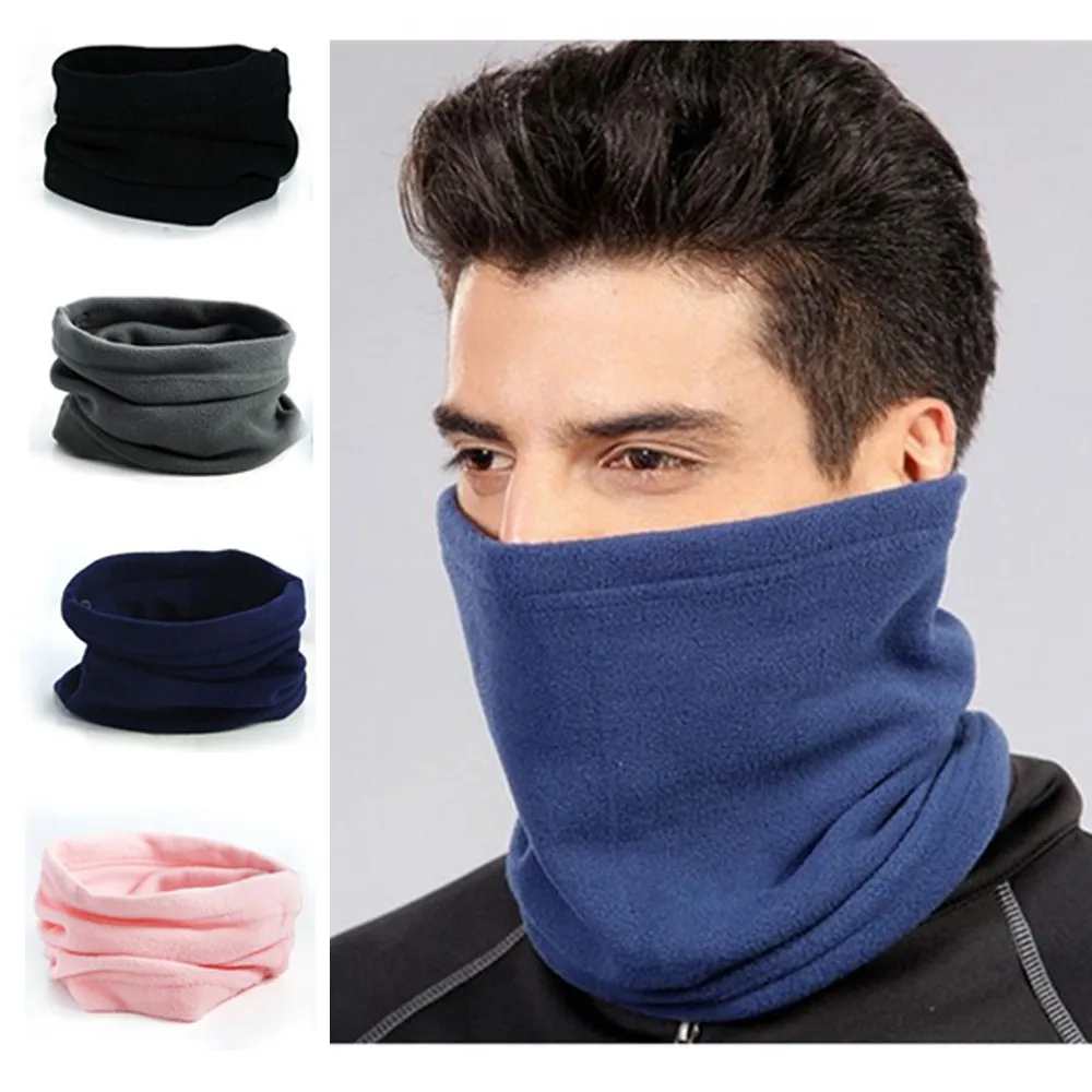 

1PC Unisex Women Men Polar Fleece Neck Warmer Snood Scarf Hat Thermal Ski Wear Snowboard Scarf Neck O-ring Masks