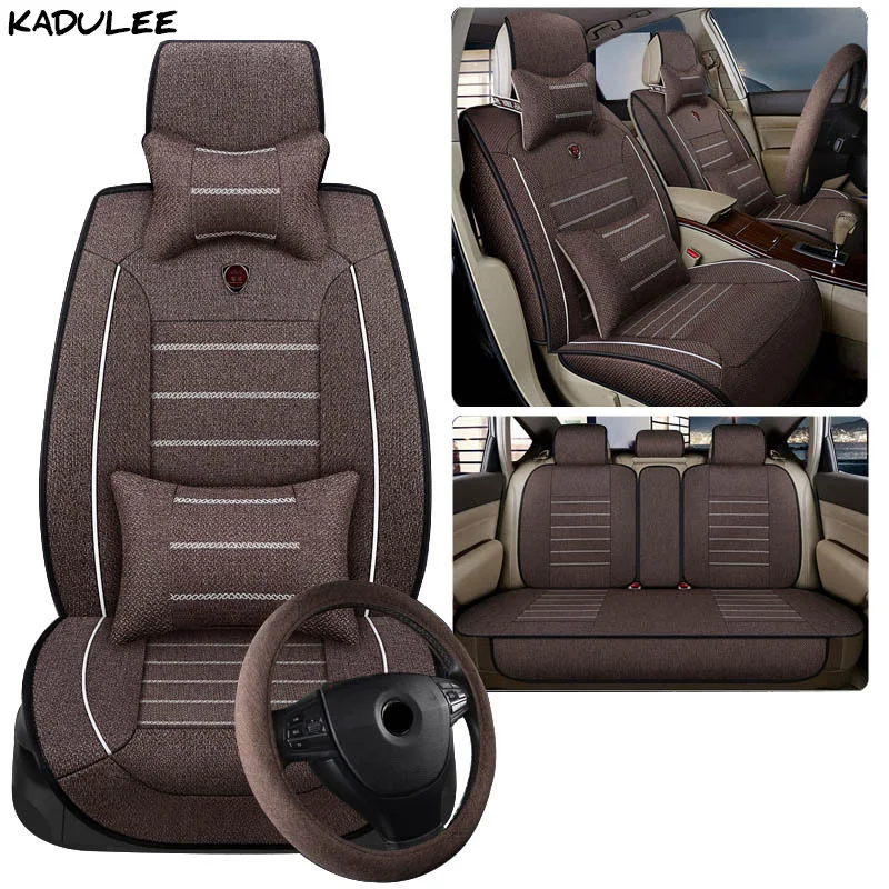 KADULEE flax car seat cover for kia ceed rio 3 4 soul spectra cerato niro sportage 3 4 rio k2 Auto accessories car-styling - Название цвета: brown TOP