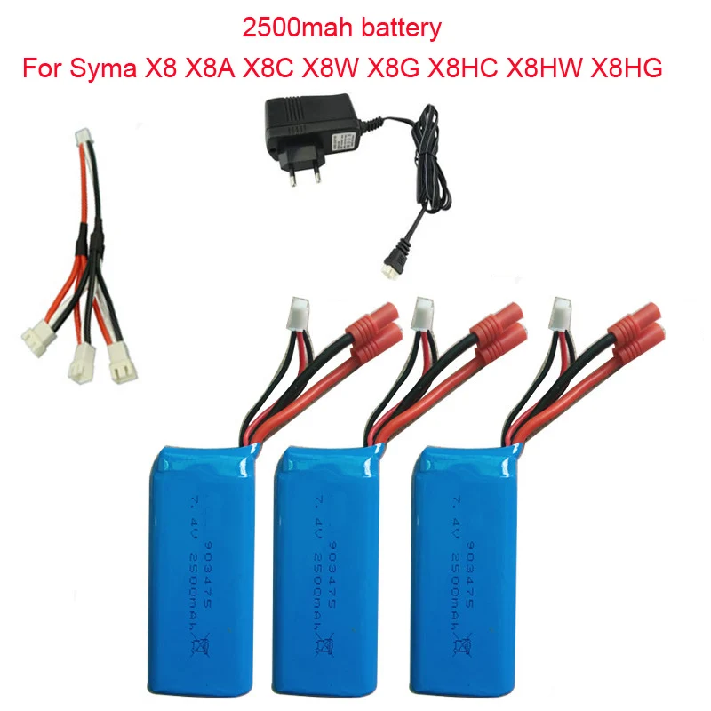 7,4 V 2500mAh аккумулятор Радиоуправляемый Дрон Квадрокоптер Syma X8G X8HG части Syma X8W x8c X8G X8HC X8HW X8HG батарея сверхвысокой емкости